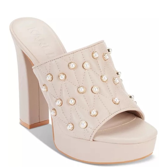 Karl Lagerfeld Pearl Studded AVIVA Platform Sandals - Picture 6 of 16